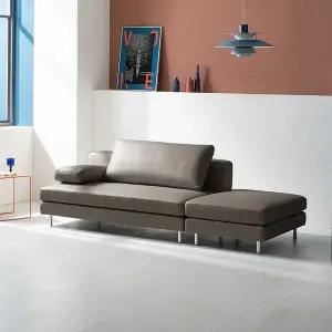 [다우닝]슈가 2인 오픈형 모듈 전체 천연 면피가죽 소파