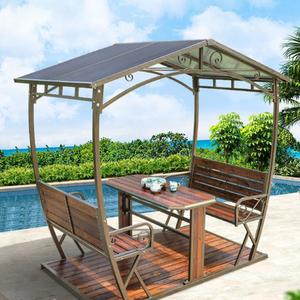 야외 테이블 철제 의자 지붕 세트 테라스 카페 정원