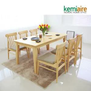 오슬로 6인용 고무나무 원목식탁SET(의자형) KHD-603