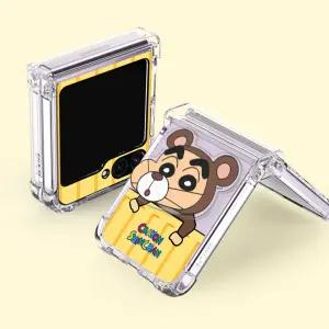 짱구 애니멀 그립톡 힌지보호 투명 범퍼 케이스 갤럭시Z플립7 FE Z플립4 Z플립6 Z플립5