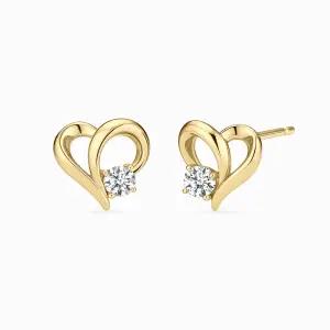 14K 러비 하트 큐빅 귀걸이