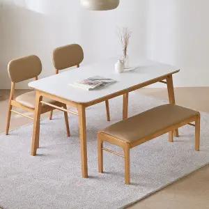 [파로마] 조앤 세라믹 원목식탁 벤치 세트 4인용 1400 (벤치1 의자2) (착불)