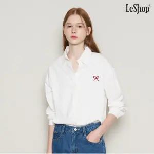 베이직 박시핏 리본 자수 긴팔 셔츠 (DP3BA050A)