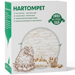 닭을 위한 HARTOMPET 건조 BSF 유충 - 비-GMO 가금류 사료 보충제, 밀웜보다 칼슘 85배 더 많음, 암탉, 오리, 조류 탈피 및 산란에 완벽한 10LB 그루웜