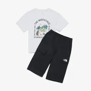[노스페이스] [노스페이스키즈 공식] NT7UR19T 키즈 하이크 카프리 크루 세트_WHITE