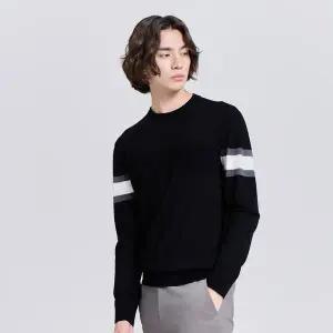 [챌린저](대전신세계)남성 컬러 블록 소매라인 니트 풀오버 블랙