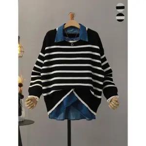 [모노시크]알로프 데님 셔츠 레이어드 단가라 니트 MNKT205_P405501064