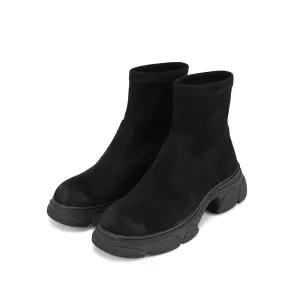 바바라 베이직 스판 청키 숏 여성 앵클부츠 5.5cm_AAH872