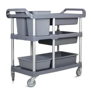 식당 웨건 업소용 설거지 이동식 바스켓 수레 왜건 카트 (회색) + 통 5개