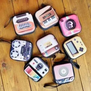 꾸안꾸 레트로 미니 복고풍 데일리 파우치 동전 레트로 복고풍 정리 이어폰