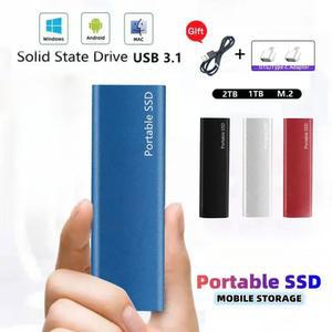 휴대용 SSD 1TB 2TB 외장형 하드 디스크 고속 솔리드 스테이트 드라이브 노트북/데스크탑/Mac/PC 64GB용 USB3 1 Type C 저장 장치