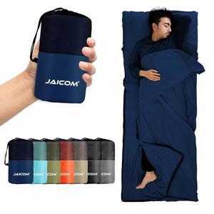 JAICOM 침낭 라이너, 수면 자루 여행 시트, 양방향 지퍼로 발을 별도로 노출, 싱글, 백패킹, 호텔 & 호스텔, 캠핑, 여행, 비즈니스용 경량화