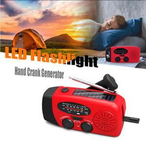 휴대용 USB 인터페이스 날씨 크랭크 충전 발전기 라디오 태양 비상 사용에 야외 보조배터리 핸드