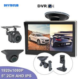 DIYSECUR AHD IPS 차량 후방 보기 모니터 2 면 백업 카메라  비전 녹화 DVR 1920x1080 5 인치