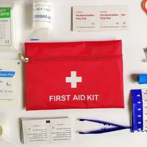 휴대용 구급 파우치 레드 20X13.5cm 구급 가방 응급 여행용 미니 비상 파우치 휴대용약