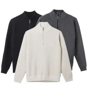 남성 반집업 니트 점퍼 기모 안감 보온 남자 잠바 골프 웨어 회사 사무실