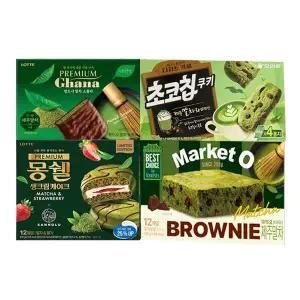 롯데 프리미엄 몽쉘 말차딸기 432g+랑드샤말차쇼콜라 91g+초코칩쿠키제주말차 256g+브라우니말차 240g(4개)