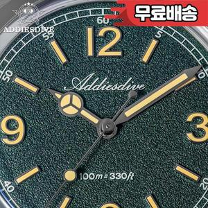 애디스다이브 AD2518 36mm 남성용 시계 10Bar 다이빙 버블 미러 글래스 스테인리스 스틸 쿼츠