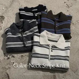 [핫핑](센텀시티점)웬드 오버핏 스트라이프 카라 긴팔니트티 P000CQXM