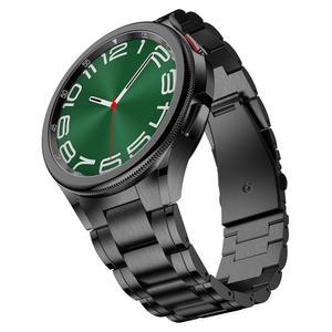 삼성 갤럭시 워치 6 클래식 47mm/43mm 밴드 남성 솔리드 스테인리스 스틸 비즈니스 교체 스트랩과 호환되는 바이후이암 노갭 메탈