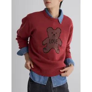 [에잇세컨즈] 애니멀 그래픽 라운드 니트  레드 (425X51LY46)