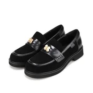 바바라 스웨이드 잠금장식 여성 로퍼 3.5cm_BBH538BK