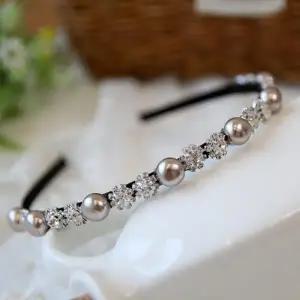 백진주 흑진주 지르코니아 헤어 보석 로맨틱 머리띠