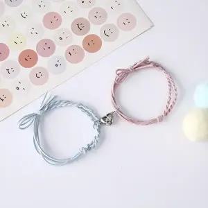 하트 커플 팔찌 2개1세트   자석 마그넷 머리끈 겸용