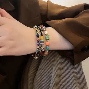 팔찌 가죽 원석 도자기 포인트 레트로 남녀공용 Y2K 키치한 동남아 여름