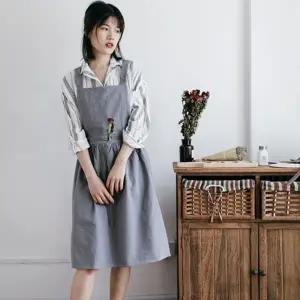 원피스형 린넨 앞치마  가벼운앞치마 공방 카페