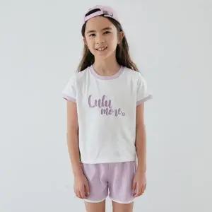 룰루모어 로고상하 퍼플 LU121 여름 상하복 2종세트 아동 어린이 주니어