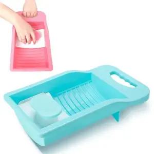 손잡이 미니 블루 빨래판 손빨래 애벌 양말 속옷 행주 아기옷 (WFK8KAQ)