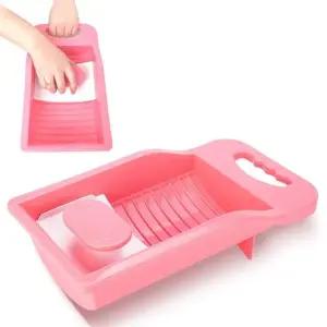 손잡이 미니 핑크 빨래판 손빨래 애벌 양말 속옷 행주 아기옷 (WFK8KAR)