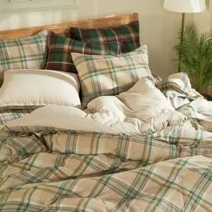 고품질 바인침구 겨울 체크 마이크로 워셔 이불패드세트Q 겨울이...