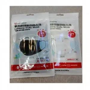 루치온 데일리 마스크 대형 블랙 화이트 5매입 귀편한마스크_23427818