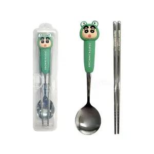 짱구는 못말려 개구리 입체 스푼 젓가락 케이스 세트