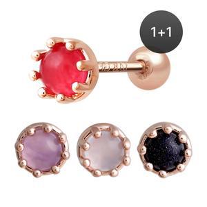 14K 골드필드핀 잼스톤 여성 데일리 패션 심플 피어싱 1+1