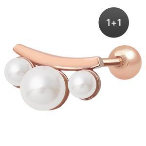 14K 골드필드핀 쓰리펄 여성 데일리 패션 심플 피어싱 1+1