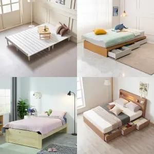 에보니아 파인 저상형 평상형 침대 프레임 슈퍼싱글 퀸 / 루크 파인 망고 모노