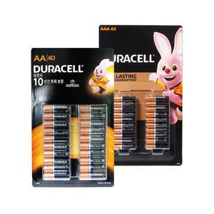 듀라셀 1.5볼트 건전지 AA/AAA 40개 배터리 알카라인