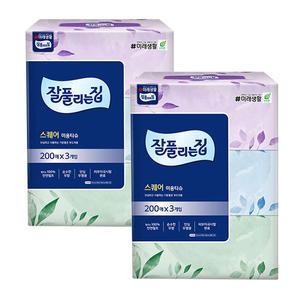 잘풀리는집 각티슈 200매6개입-4팩(총24개입)미용티슈 천연펄프 휴지 화장지