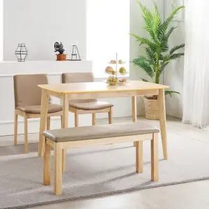 M바닐라 4인 원목 식탁+벤치1+의자2 세트 DF906503