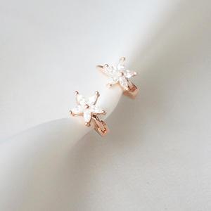 925 플라워 꽃 큐빅 링피어싱 귓바퀴 원터치 실버링귀걸이