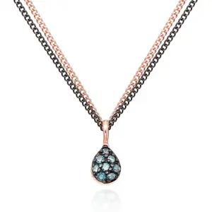 14k 블루물방울 블랙도금 두줄 체인 청다이아 목걸이