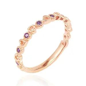 14k [2월 탄생석-자수정] 컬러 큐빅 하트 링 반지