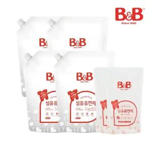 [비앤비][증정] 유아 섬유유연제 베르가못 리필 1500ml X4개 (+유연제800ml 2개증정)