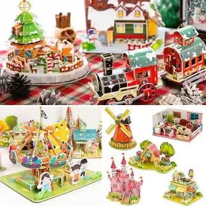 [문구티쳐] 민화샵 3D 입체퍼즐 종이모형 만들기 모형집 DIY 27종 모음 랜드마크/건물/가게/풍경/탈것/놀이공원 조립퍼즐