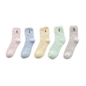 [5개입]사슴 자수 파스텔 컬러 수면양말