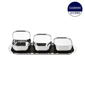 쿡에버 스텐 사각 소스볼 3P 세트 (트레이 포함)