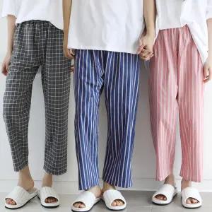 국산 커플 잠옷바지 특면 체크 파자마 남녀공용 커플 수면바지 9부 이지웨어 홈웨어